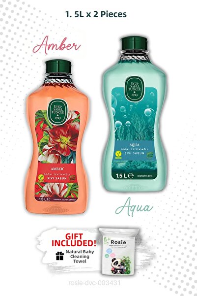 Eyüp Sabri Tuncer صابون سائل أكوا وعنبر 1.5 لتر أيوب صبري تونجر وروزي