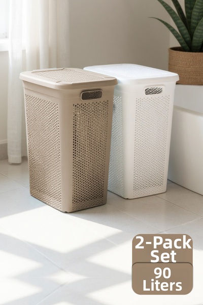 Cosiness Cosi 2 τεμαχίων Διακοσμητικός Καλάθι Απλύτων με Λεπτό Καπάκι 39 Lt.+...