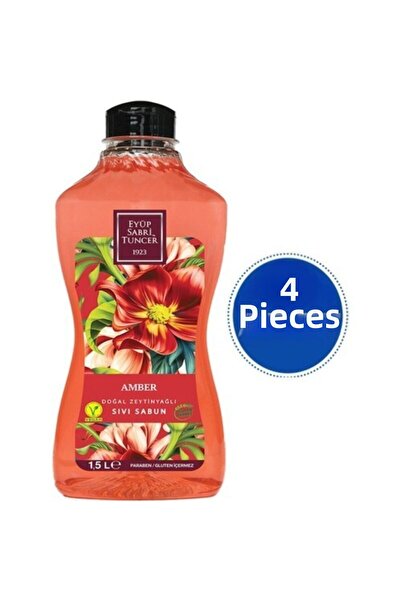 Eyüp Sabri Tuncer صابون سائل بزيت الزيتون الطبيعي عنبر 1.5 لتر 4 قطع