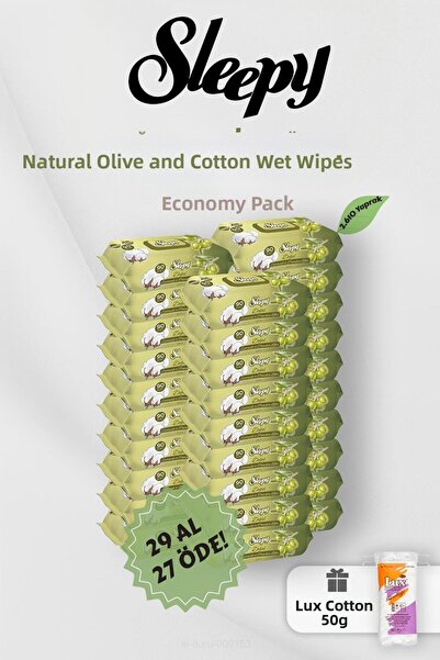 Sleepy مناديل مبللة للأطفال مصنوعة من القطن بزيت الزيتون في التسعينيات، اشتري...