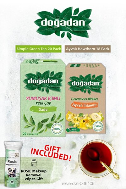 Doğadan شاي أيڤالي باللinden والشاي الأخضر، أكياس شاي ناعمة للشرب مع هدية روزي