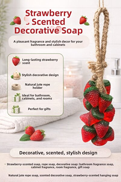 GELDİMİCOM صابون معلق للزينة برائحة الفراولة - صابون معطر للحمام والخزانة