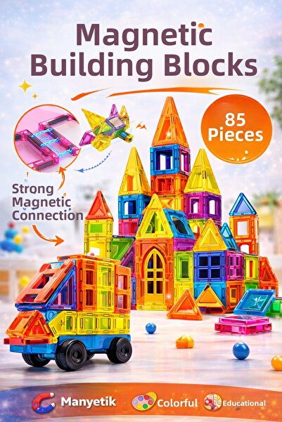 hak-iş oyuncak 85 قطعة من المكعبات الملونة من السلسلة القياسية المغناطيسية