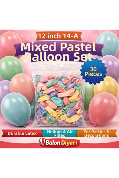 BALON DİYARI 12 بوصة 14-أ بالونات باستيل مختلطة 100 قطعة |   بالون زينة لحفلا...