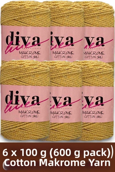 Diva İplik Diva Makrome Cotton Simli 1974 ALT (Pachet de 6 bucăți)