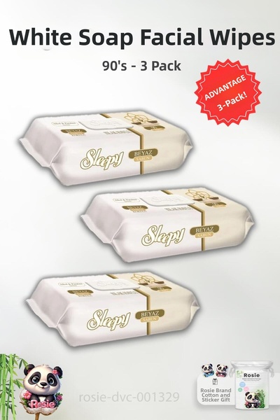 Sleepy روزي مناديل مبللة 90 منديل - 3 قطع صابون أبيض معطر سليبي