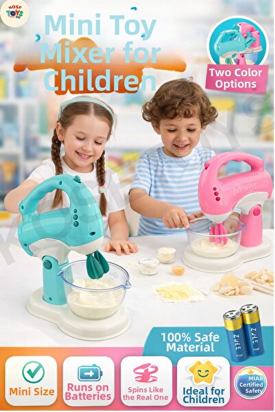kosetoys خلاط ألعاب صغير متحرك واقعي يعمل بالبطارية والصوت باللون الأزرق