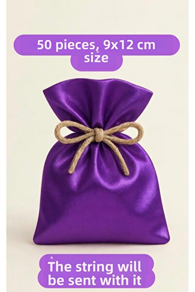 ALASEREN Saten Purple Color 9×12 cm 50 Pieces Cloth Bag Multipurpose Cloth Pouch