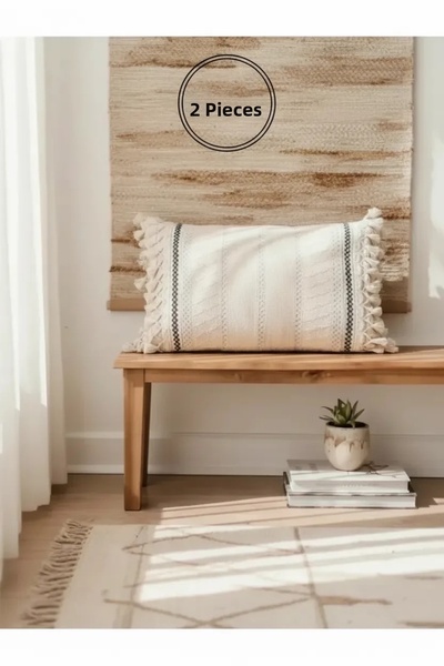 NDC HOME Κάλυμμα μαξιλαριού μαξιλαριού με λευκά είδη κρέμας ειδικής σχεδίασης...