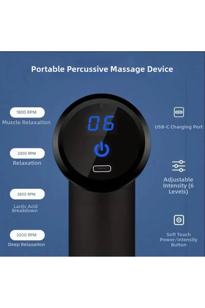 Aırstorr Portable 6-Speed Adjustable Super Quiet Gi Leather Ci Massage Gun with 4 Massage Heads