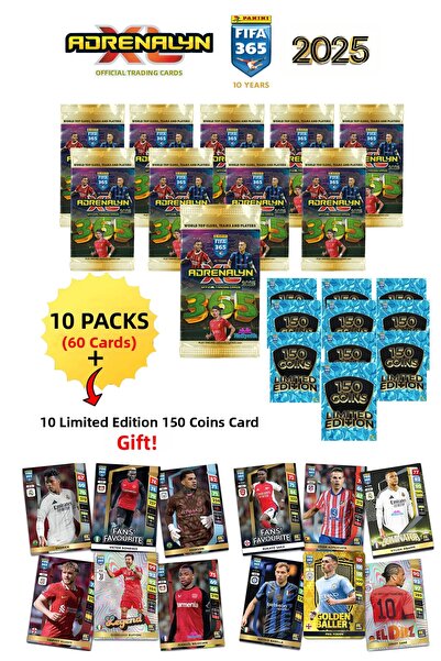 Panini FIFA 365 Adrenalyn XL 2025 - 10 عبوات من بطاقات الألعاب الداعمة (60)
