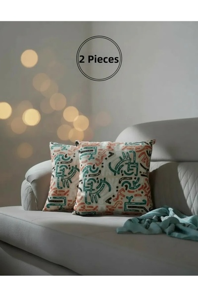 NDC HOME Modern Patterned Decorative Cushion 2 Pieces Cushion Cover – Reversi...