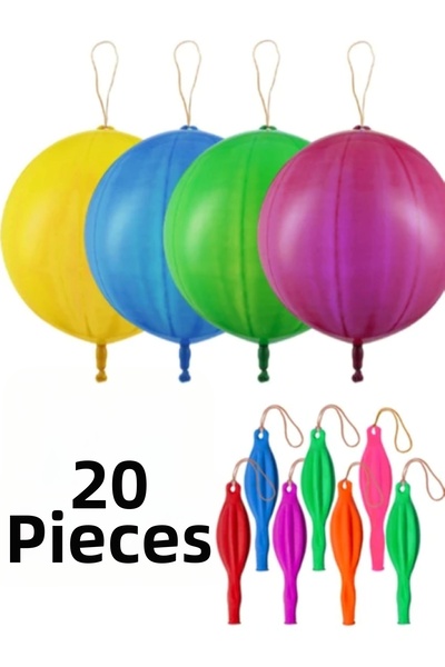 BALON DİYARI 20 Pieces of Elastic String Balloons, String Punch Punch Large B...