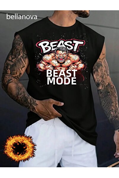 bellanova Men's Sports and Casual Stylish Printed Cotton Fabric Black Fitness...