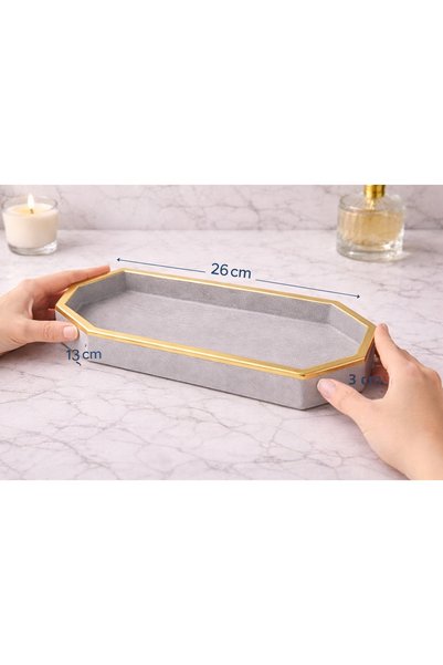 Sabletscrafts Decorative Tray with Gold Leaf – Tray for Jewelry, Perfume, and Candles |   Bathroom Organizer & Makeup Table Decor