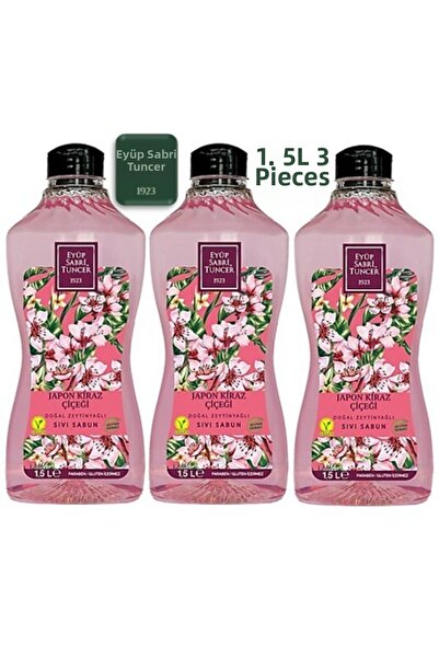 Eyüp Sabri Tuncer صابون سائل بزهر الكرز الياباني 1.5 لتر، مجموعة من 3 قطع