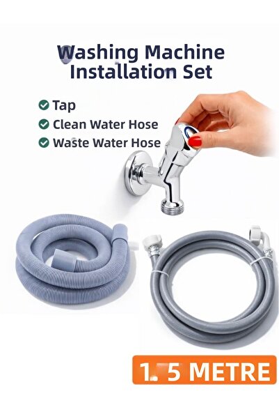 KCA ARMATÜR Washing Machine Installation Set Faucet + Clean Water Hose 1.5 m ...