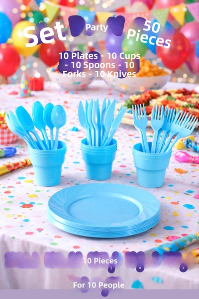 Ezu Home Set de 50 de piese din plastic dur de lux pentru petrecere, aniversa...