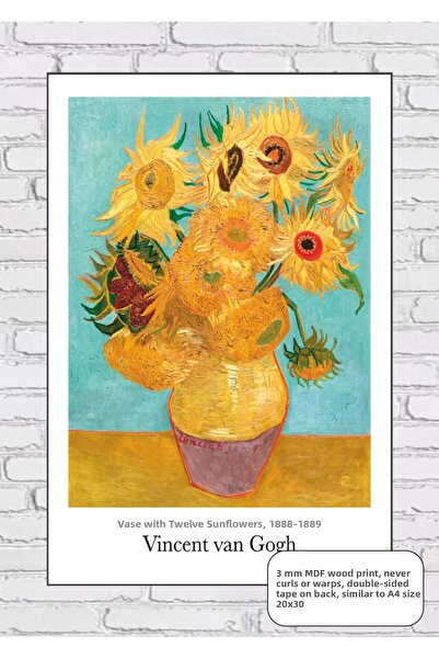 Hayat Poster Βάζο με ηλιοτρόπια του Βίνσεντ βαν Γκογκ, πίνακας σε MDF, ξύλινη...