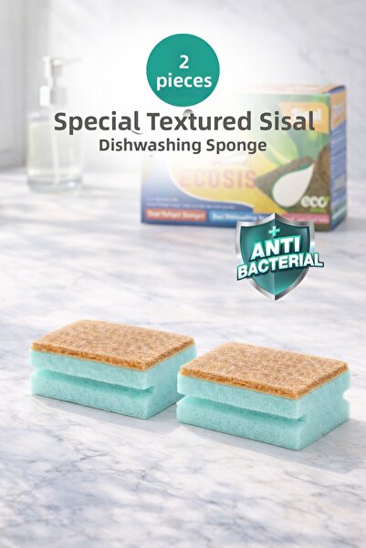 grimorlife 2 Pieces of Natural Fiber Sisal Corrugated Dish Sponge – Special T...