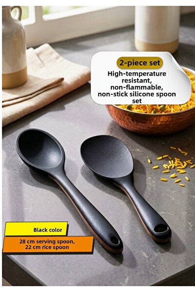 BRE HOME Set of 2 Ultra-Hard Silicone Rice Spoon Serving Spoon, Fireproof Non...