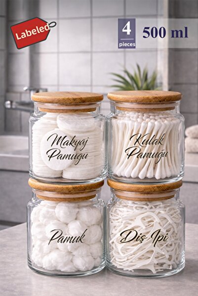 Mutfak Köşesi Pureglass Set de 4 borcane de sticlă de 500 ml cu capace din le...
