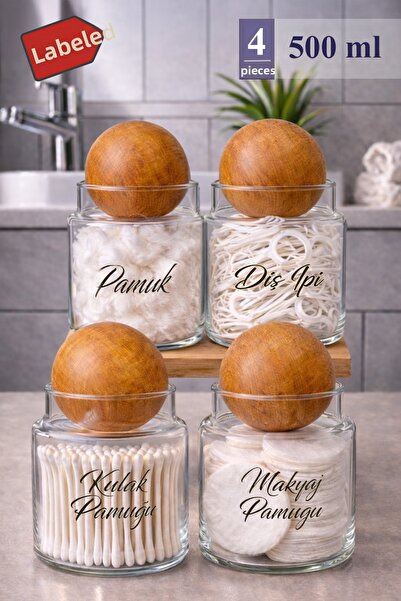 Mutfak Köşesi Pureglass Set de 4 borcane de sticlă de 500 ml cu capace din le...