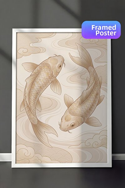 Zestia Ζωγραφική τοίχου με λευκό πλαίσιο σε κρεμ αποχρώσεις Κομψή διακόσμηση ...