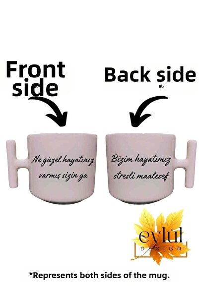 Eylül Design نص مرح مطبوع على الوجهين بلون كريمي وتصميم خاص فكاهي على شكل حرف...