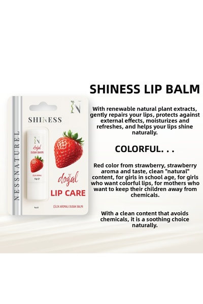 Shiness Natural Lip Balm Strawberry Flavored Colored