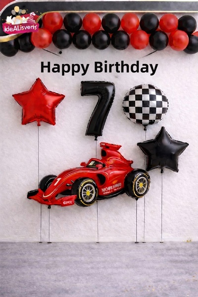 BKMC PARTY Race Car Themed Birthday Balloon Decoration Set for 1-9 Years Old ...