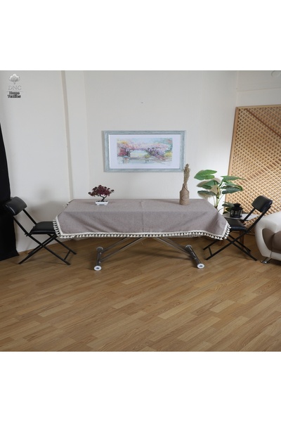 DNC home tekstil بريميوم كتان براون هام بومبولو مفرش طاولة