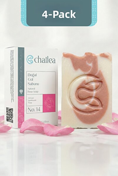 Chailea Natural Rose Soap Set of 4 — All Skin Types, Cold Method, Handmade, 1...