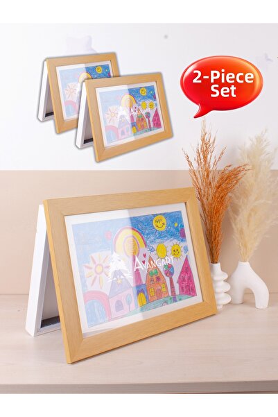 AVANGART ATÖLYE 2 Pcs Folding Art Frame for Children Natural A4