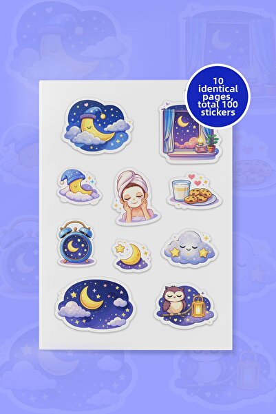To Design Lab مجموعة ملصقات بتصميم النوم 10 أوراق/100 ملصق مقاس 11x15 سم