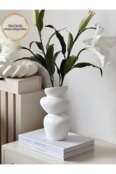 AYSA HOME DECOR Vasă din ceramică albă în formă de rocă