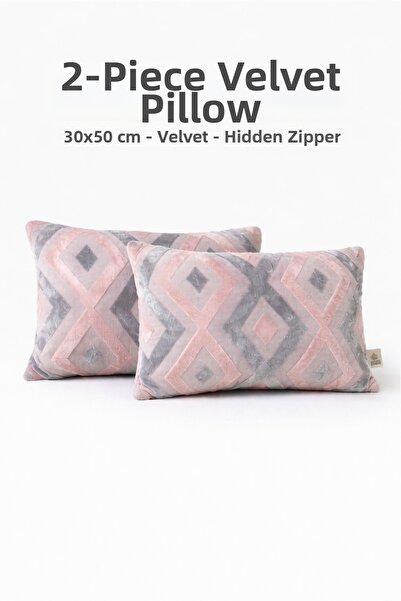 maison linden Velvet Cushion Cover 30X50 cm Set of 2 Invisible Zipper Pieces ...