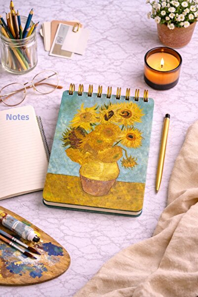 matheon دفتر فان جوخ حلزوني 11×7.5 سم 70 ورقة |   دفتر ملاحظات صغير |   حافظة...