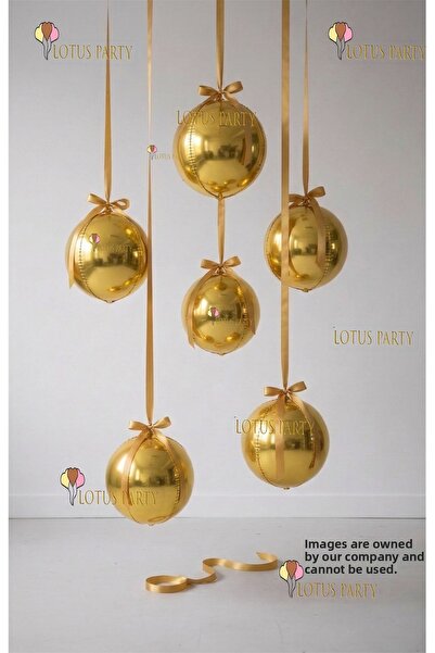 LOTUS PARTY Gold Globe Balloon - Shiny Globe Balloon - Hanging Globe Balloon ...