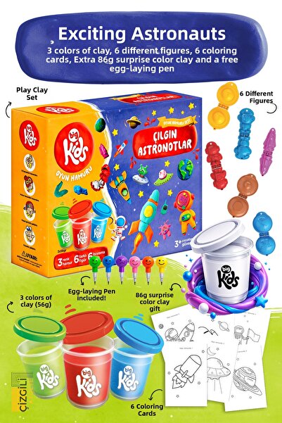 BigKidsToys مجموعة عجينة لعب رواد الفضاء المجنونين - صندوق أنشطة تعليمية للأط...