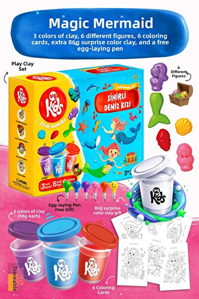 BigKidsToys مجموعة عجينة اللعب السحرية على شكل حورية البحر - صندوق أنشطة تعلي...