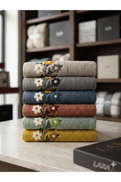 Vannes Home Punch Embroidery Detailed 2-Piece Hand and Face Towel Set Soft-Te...