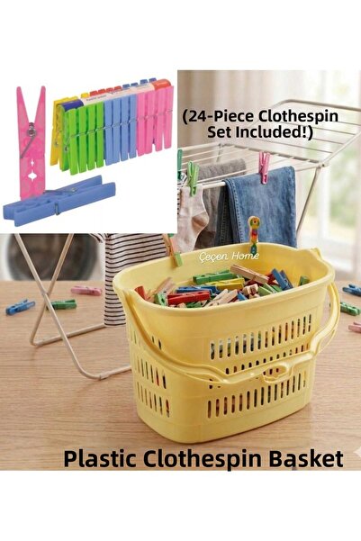 ÇEÇEN HOME (1 Piece) Plastic Oval Hanging Peg Basket Peg Box - 15X20Cm (Conta...