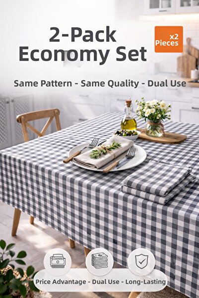 MUK's Συσκευασία 2 τεμαχίων Τραπεζομάντηλο με μικρό τετράγωνο σχέδιο, ύφασμα ...