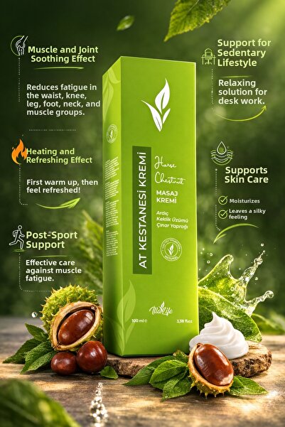 İlla Life كريم الجسم العشبي المهدئ للعضلات بخلاصة كستناء الحصان ونبات العرعر ...