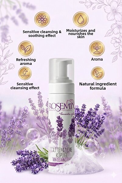 ROSEMIX رغوة تنظيف البشرة بخلاصة اللافندر المنشطة وشد المسام