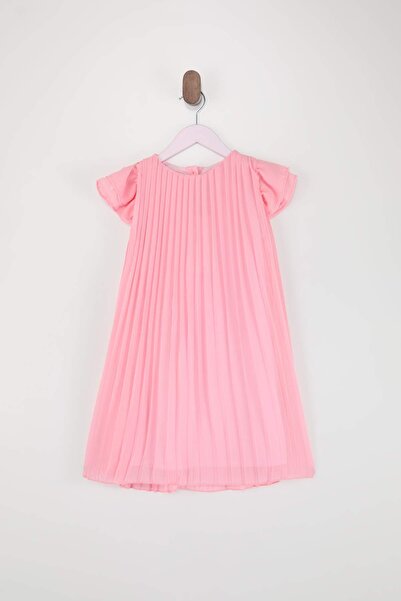 TRENDYOLKIDS Ružičasta kratka / mini ravna pletena haljina TKDSS26EL00027