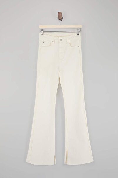 Trendyol Collection Beli farmerki sa visokim strukom i širokim nogavicama TWO...