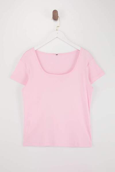 Trendyol Curve Pink Soft Soft Fabric Knitted Plus Size Blouse Tbbss26Af00105