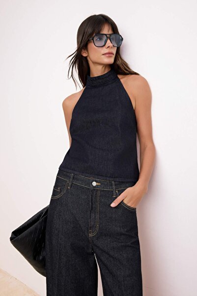 Trendyol Collection Dark Blue Denim Blouse Twoss26Bz00513